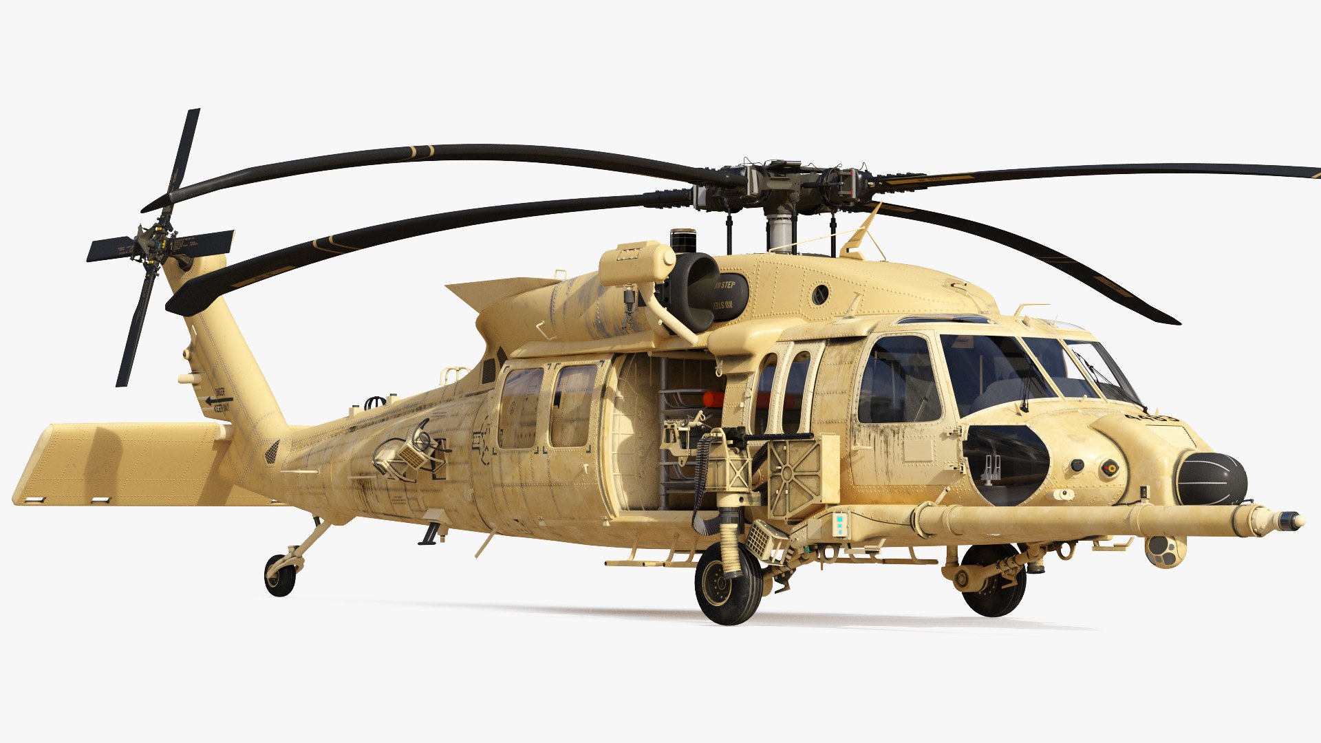 Sikorsky HH60 Pave Hawk Helicopter Desert Rigged 3D model preview