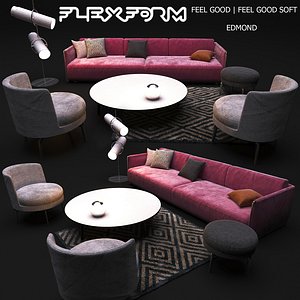 set furniture flexform 3D model