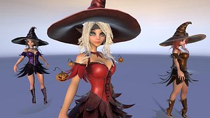 Halloween Gerl with Pumpkin Game 3D Character
