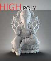 High Poly Statuette of Ganesh