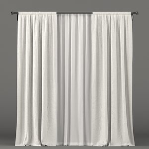 3D white tulle curtain