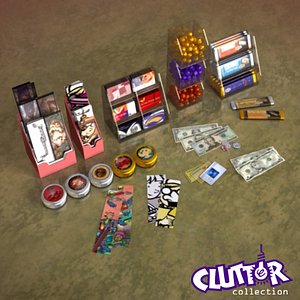 3d book store checkout clutter model