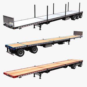 Flatbed Trailer PBR 3D