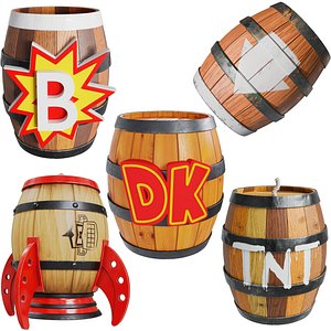 Donkey Kong  Wood  Barrel Collection 3D model