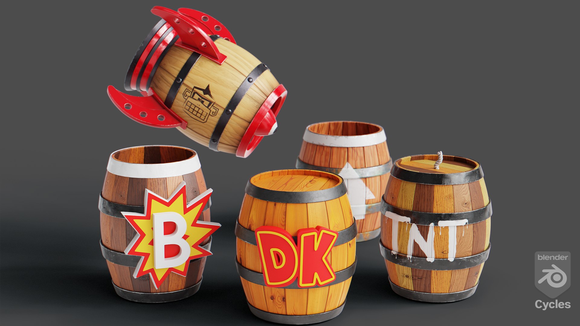 Donkey Kong  Wood  Barrel Collection 3D model https://p.turbosquid.com/ts-thumb/VQ/M7O9HD/qp/cyclesrender/png/1740165637/1920x1080/fit_q87/6bd8f6d9f7e960d5d686a06309a1b44b3ebb0d68/cyclesrender.jpg