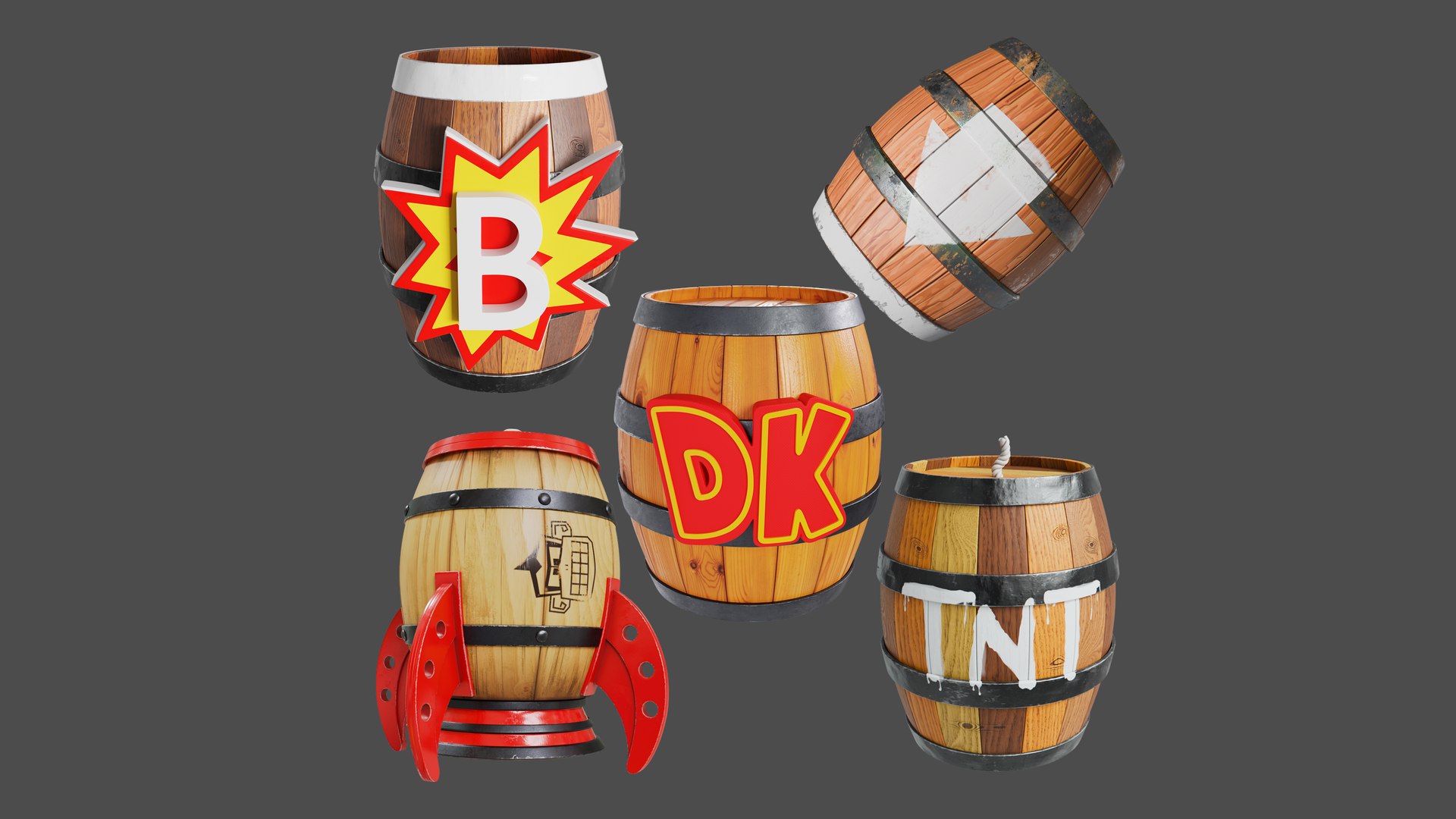 Donkey Kong  Wood  Barrel Collection 3D model https://p.turbosquid.com/ts-thumb/VQ/M7O9HD/xo/context/png/1740163958/1920x1080/fit_q87/e0e6aad76f024a2c790371946ebb4e3f5d564577/context.jpg