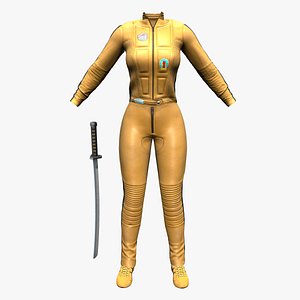 3D Full Yellow and Black Outfit model