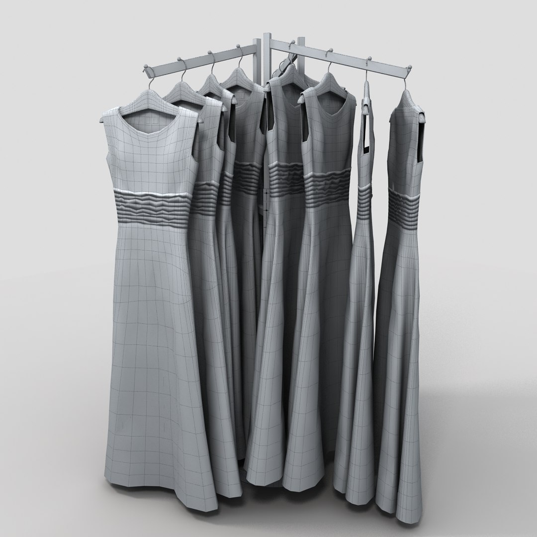 Womens Dresses Rack 3d Model