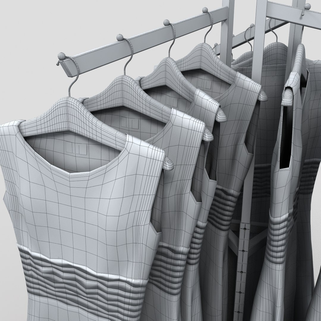 Womens Dresses Rack 3d Model