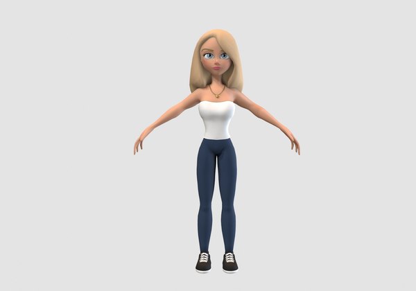 3D blond cartoon girl model