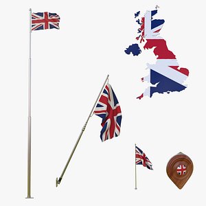 3D model United Kingdom Flags Collection