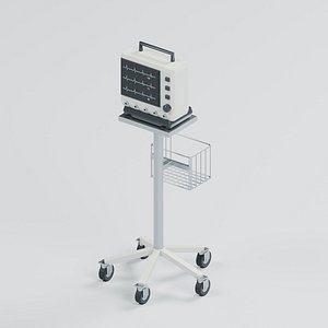 Vital Signs Monitor on Wheeled Stand with Cable Basket