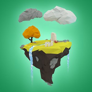 Low Poly Floating Island Fall Season