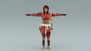 laos Black Female Samurai 3D model