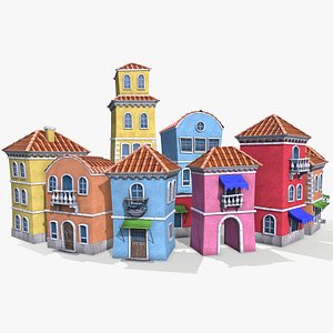 3D ready cartoon houses model