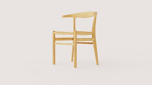 Scandinavian Light Wood Dining Armchair 3D model