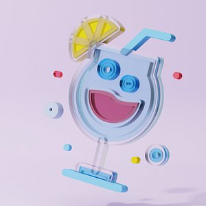 Tropical cocktail Drink Icon Emoji 3D model