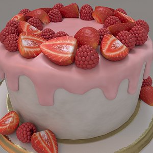 Cake with berries 3D