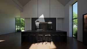 3D Scandinavian Modern House - Minimalist Architectural Model Unfurnished model