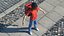 livreur de nourriture, porter, casque, neutre, pose