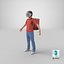 livreur de nourriture, porter, casque, neutre, pose