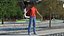 livreur de nourriture, porter, casque, neutre, pose