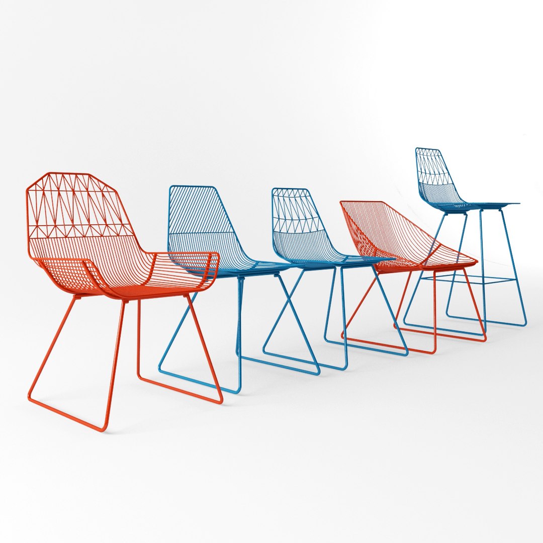 Bend Chairs Set 3d Model