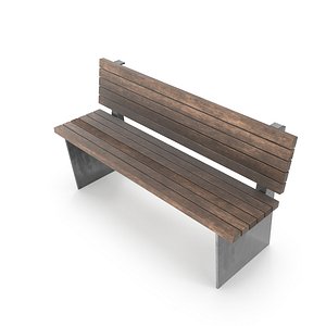 Weathered Outdoor Park Bench 18