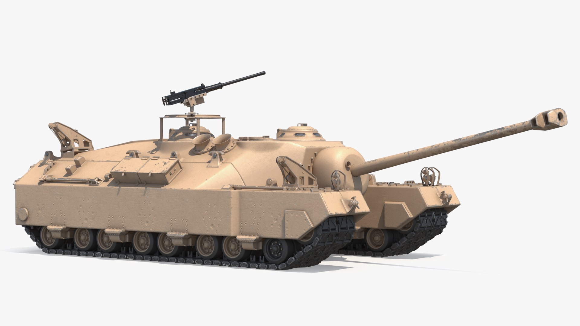Experimental Heavy War Tank Desert Color Rigged 3D model for industrial visualization, technical presentation, simulation, product rendering, and animation