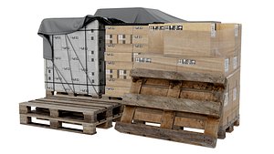 Shipping Pallets with Boxes - Warehouse Cargo model
