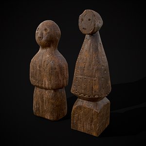 Medieval Wooden Dolls 3D model