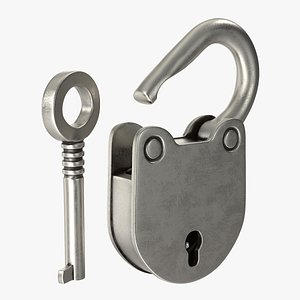 3D retro padlock key