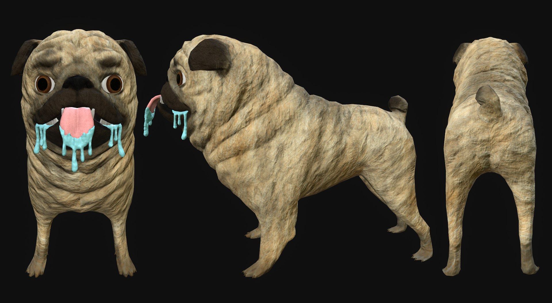 Pug Dog Rigged Animations Model - TurboSquid 1347391