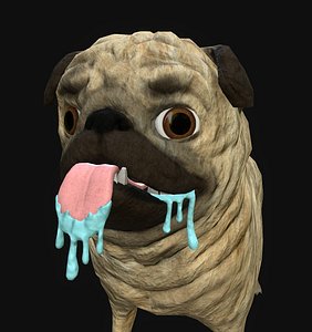 Pug Dog - Low Poly - Rigged - Animated