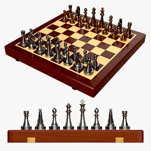 Chess Pieces Open Board Ready To Play 3D model