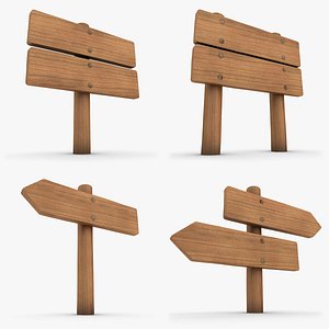 realistic wooden signboard set 3ds