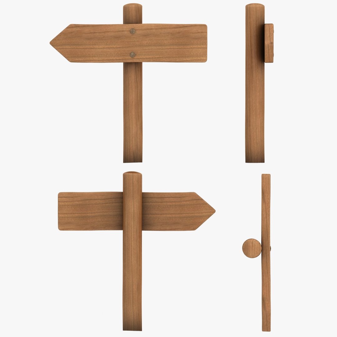 realistic wooden signboard set 3ds