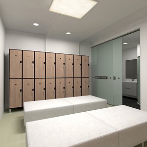 3D Gym Locker Room Interior