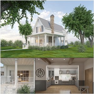 3D Farmhouse Cottage Exterior and Interior