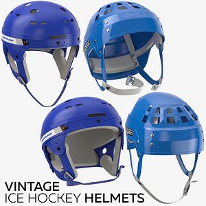 3D model vintage ice hockey helmets