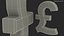 3D uk pound currency symbol model