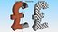 3D uk pound currency symbol model