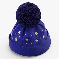 Winter Hat With Pompom Navy