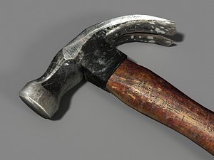 worn old hammer 3d model