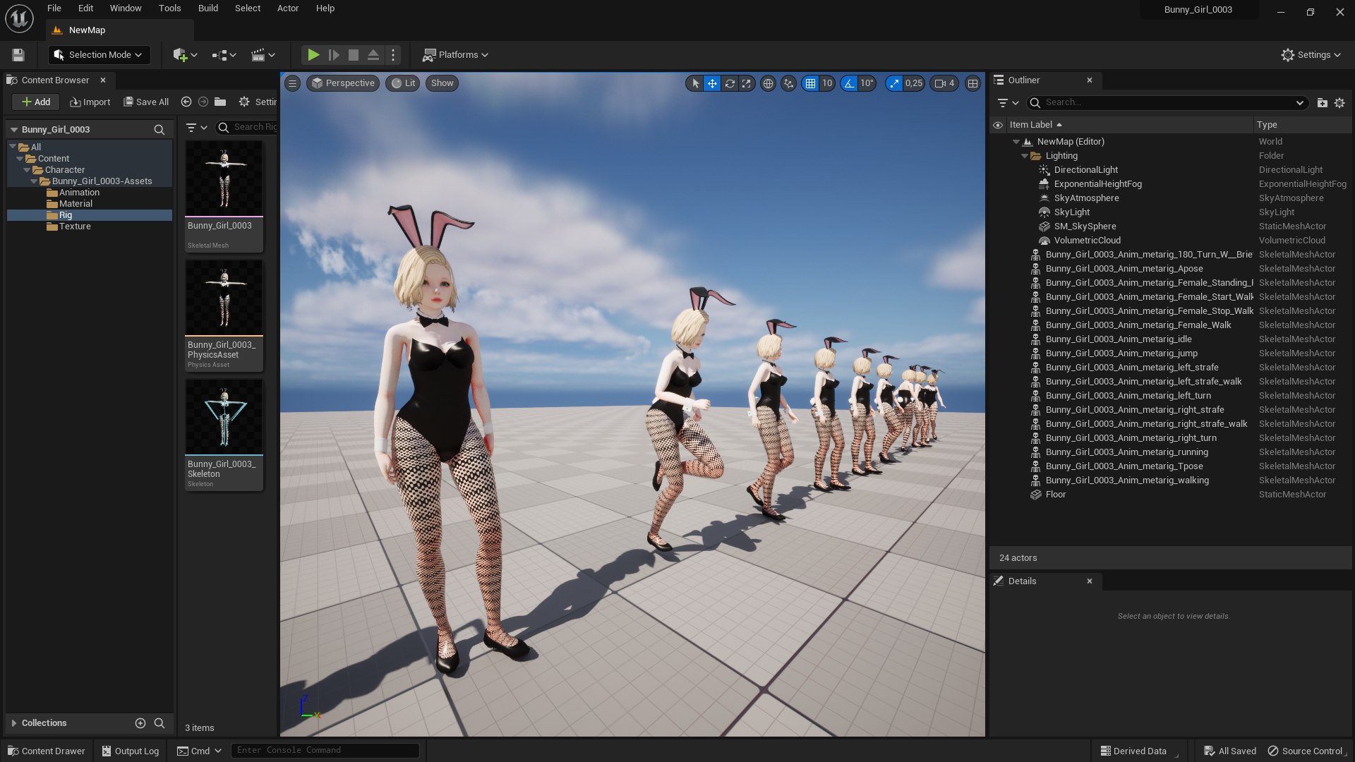Bunny Girl 0003 - Rig - Unreal - Unity - Blender - Animated - Realistic ...