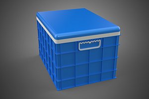 3D model SEAFOOD FISH CRAB FRESH BLUE PLASTIC BOX CRATE CONTAINER STORAGE