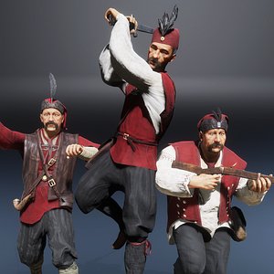 3D model slavic pirates medieval characters