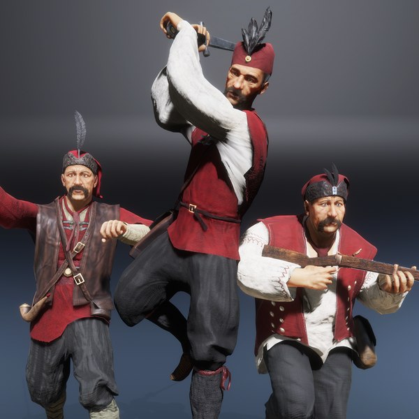 3D model slavic pirates medieval characters