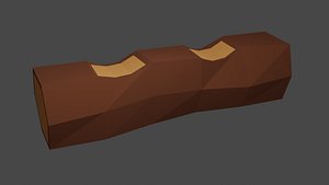 low-poly log bench 3D