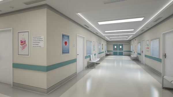 Modello 3D Corridoio corridoio fotorealistico dell'ospedale-2 ...